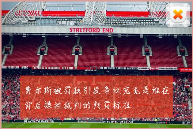 费尔斯被罚款引发争议究竟是谁在背后操控裁判的判罚标准